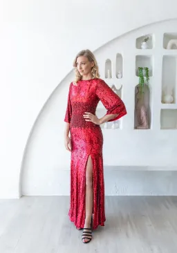 Rachel Gilbert Capella Sequin Gown Red Size AU 8 for rent on The Volte - image 3