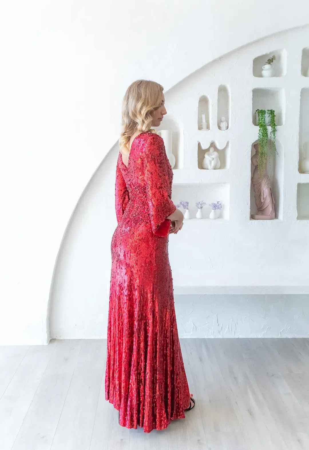 Rachel Gilbert Capella Sequin Gown Red Size AU 8 for rent on The Volte - main image