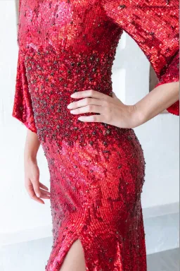 Rachel Gilbert Capella Sequin Gown Red Size AU 8 for rent on The Volte - image 4