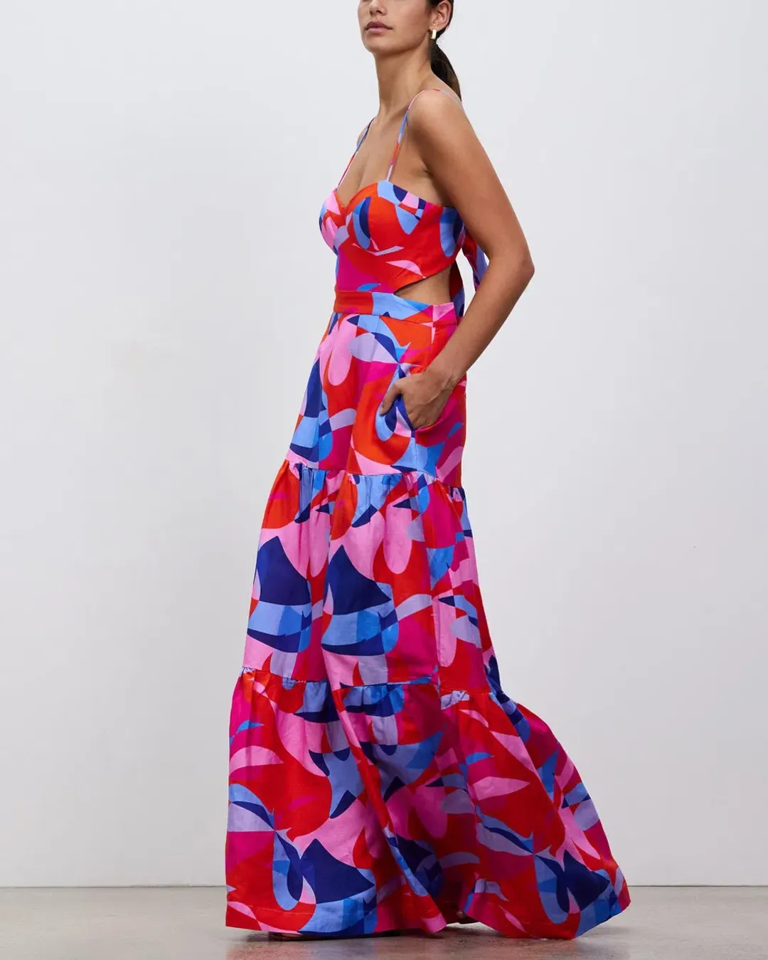 Rebecca Vallance Iggy Cut Out Maxi Dress Print Size 8 for rent on The Volte - main image
