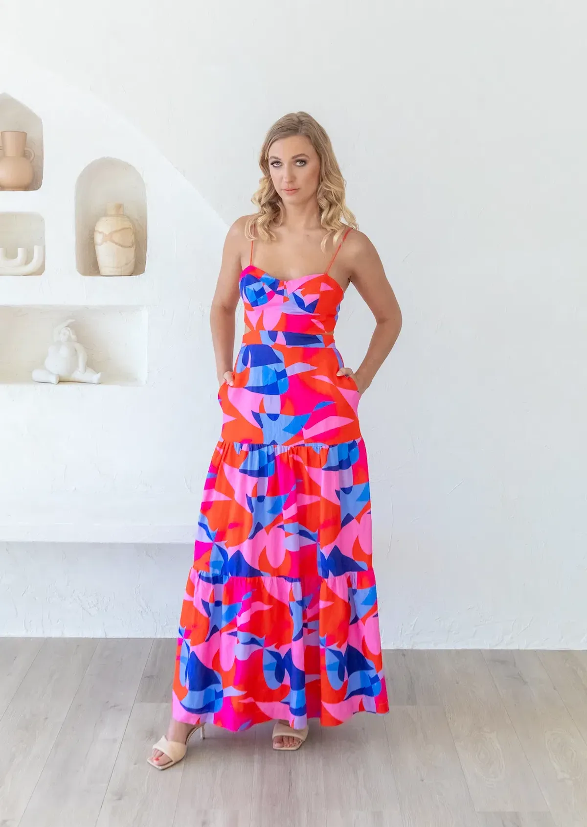 Rebecca Vallance Iggy Cut Out Maxi Dress Print Size 8 - Image 1