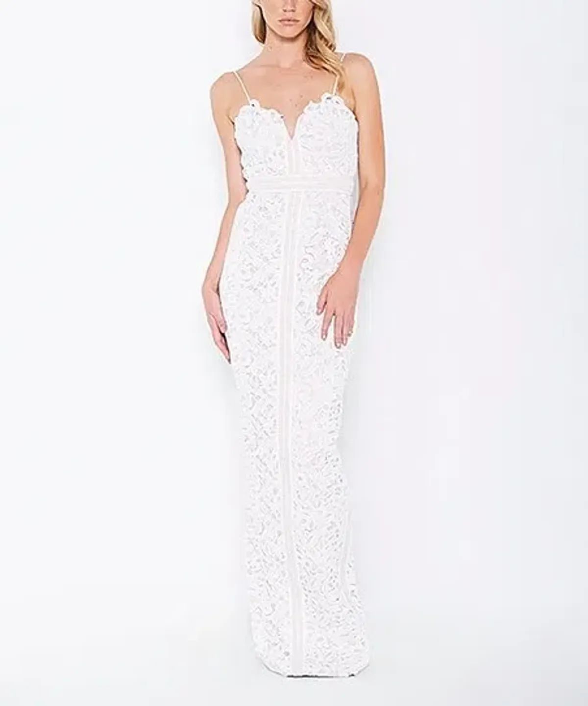 Bariano Emma Sweetheart Lace Gown White/Nude Size 8 - Image 2