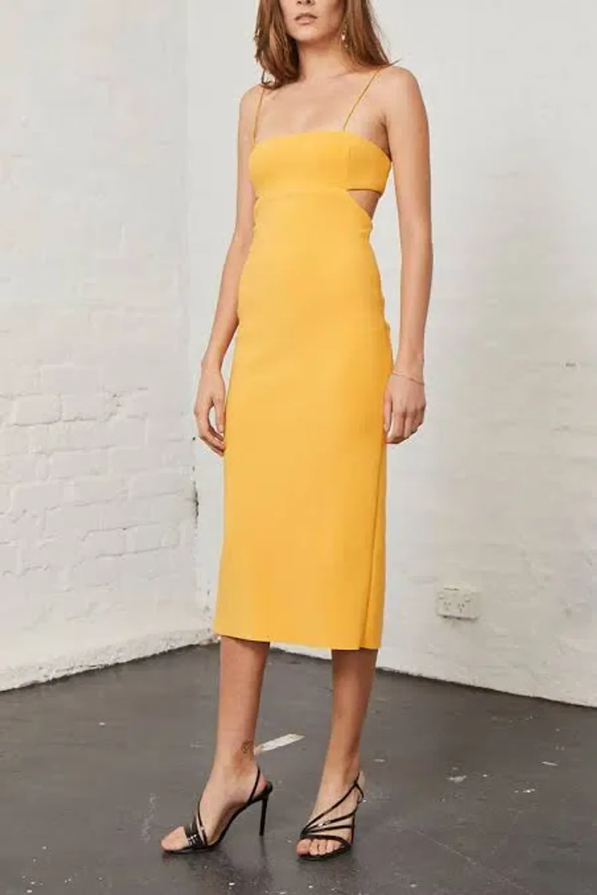 Bec and Bridge Elle Cut Out Midi Dress Yellow Size 6 - Image 1