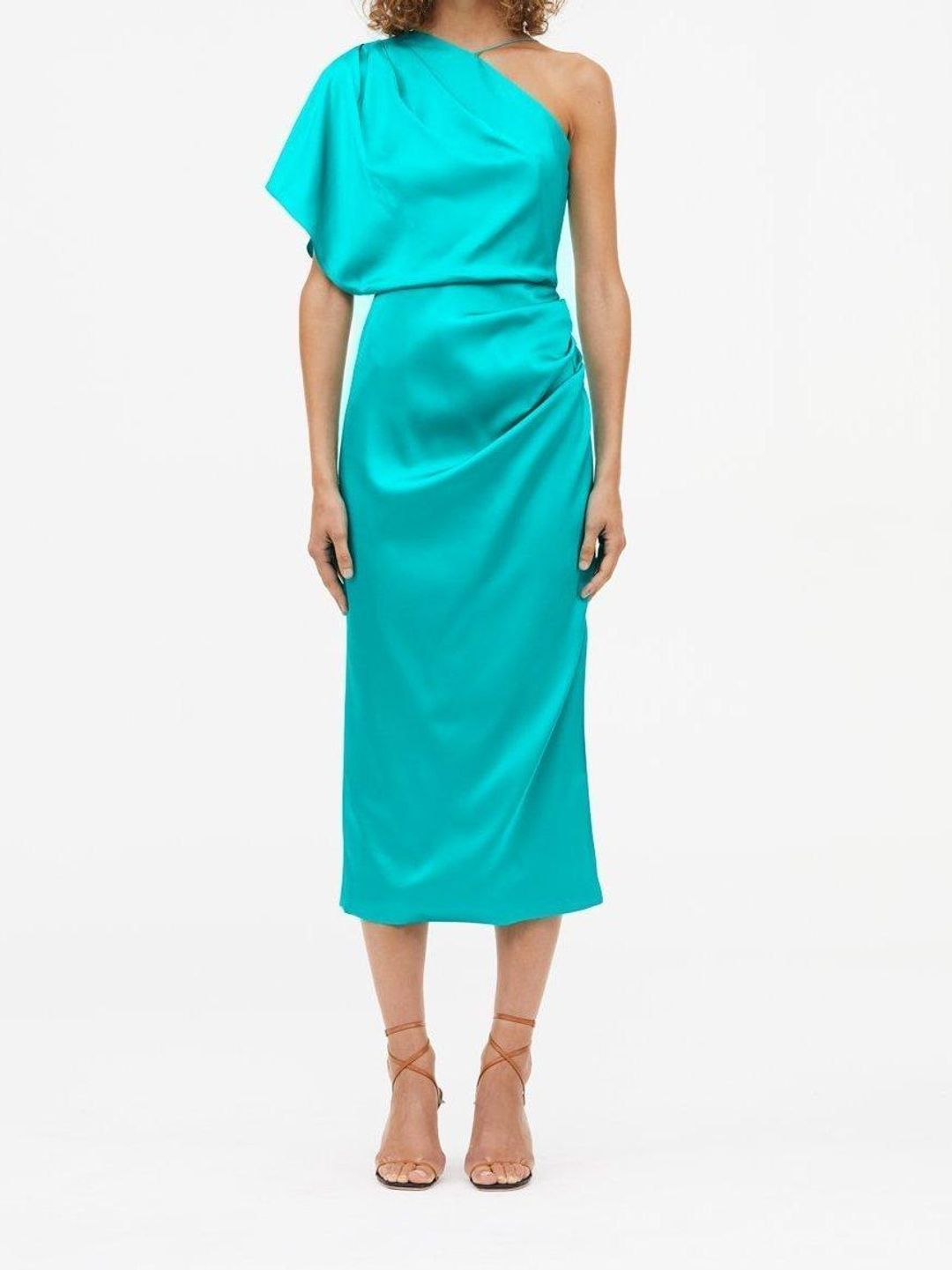 MANNING CARTELL 6MIAMI HEAT OFF THE SHOULDER DRESS TURQUOISE SIZE 6 for rent on The Volte - main image