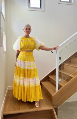 Aje Wilderness Cropped Top Size 8 and Maxi Skirt Size 10 Set Yellow Check for rent on The Volte - image 3