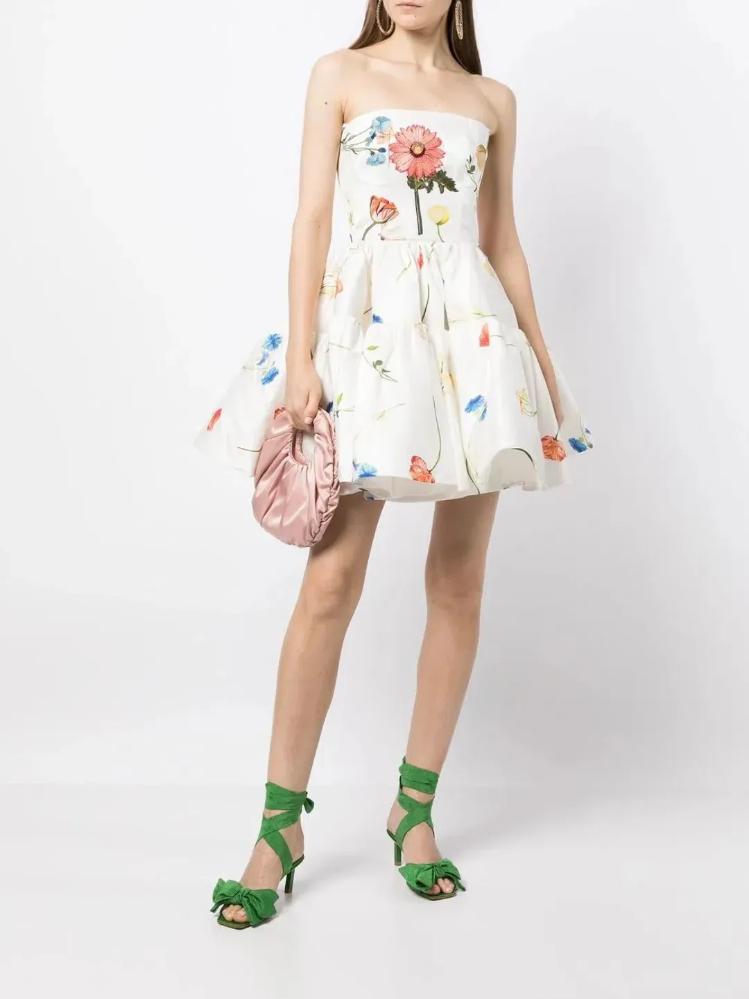 Leo Lin The Fields Embroidered Bustier Mini Dress White Floral Size 14 for rent on The Volte - main image