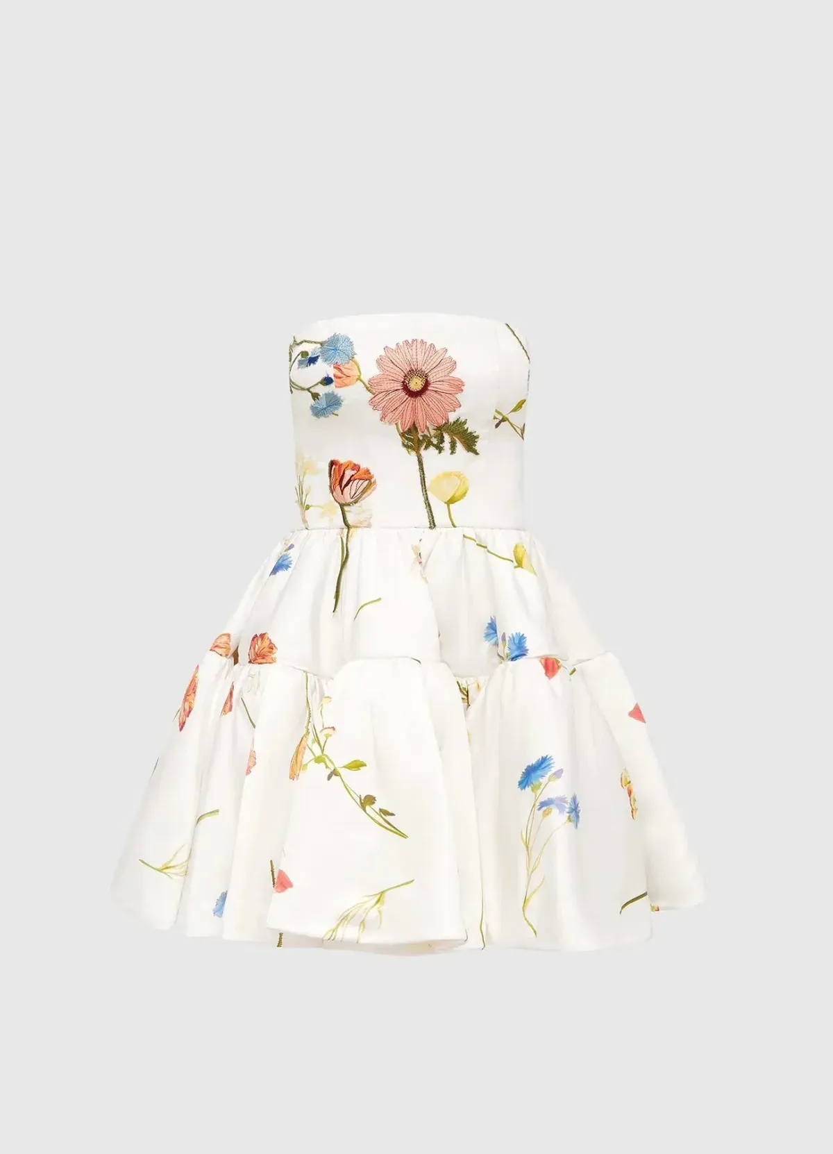 Leo Lin The Fields Embroidered Bustier Mini Dress White Floral Size 14 - Image 4