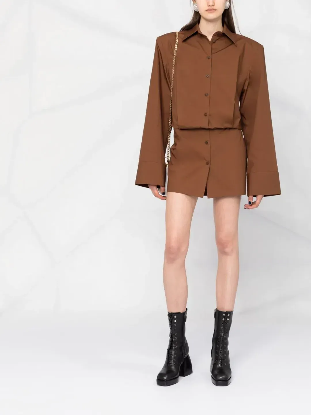 The Attico Margot Dress Brown Size 6 for rent on The Volte - main image