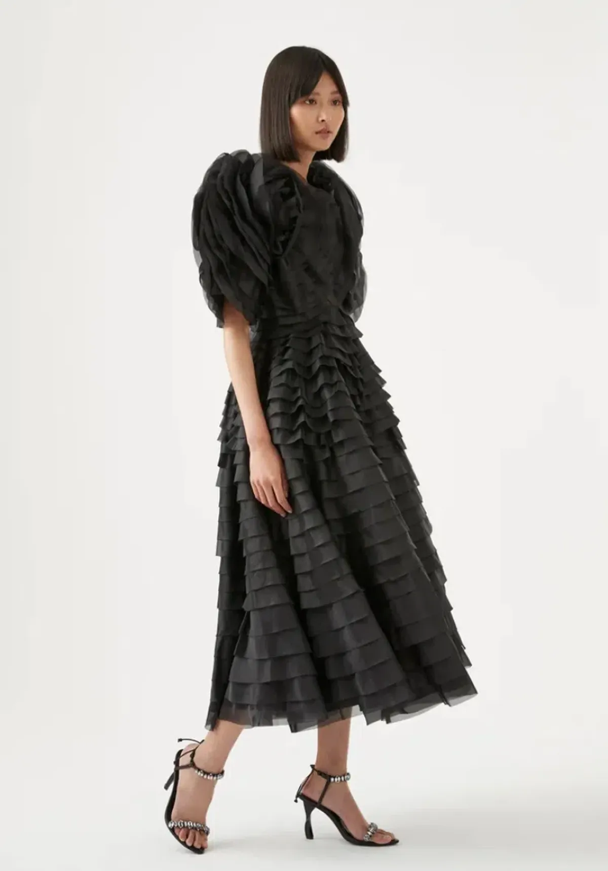 Aje Amour Ruffle Midi Dress Black Size 8 - Image 2