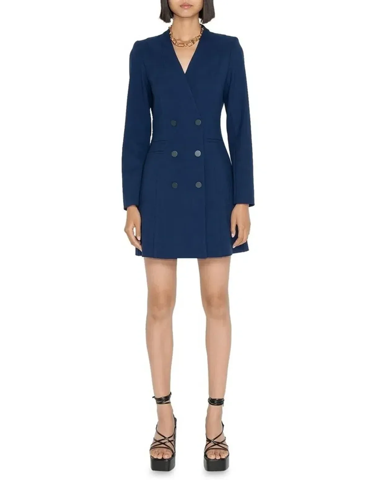 Cue Double Breasted Blazer Dress Navy Size 8 - Image 1