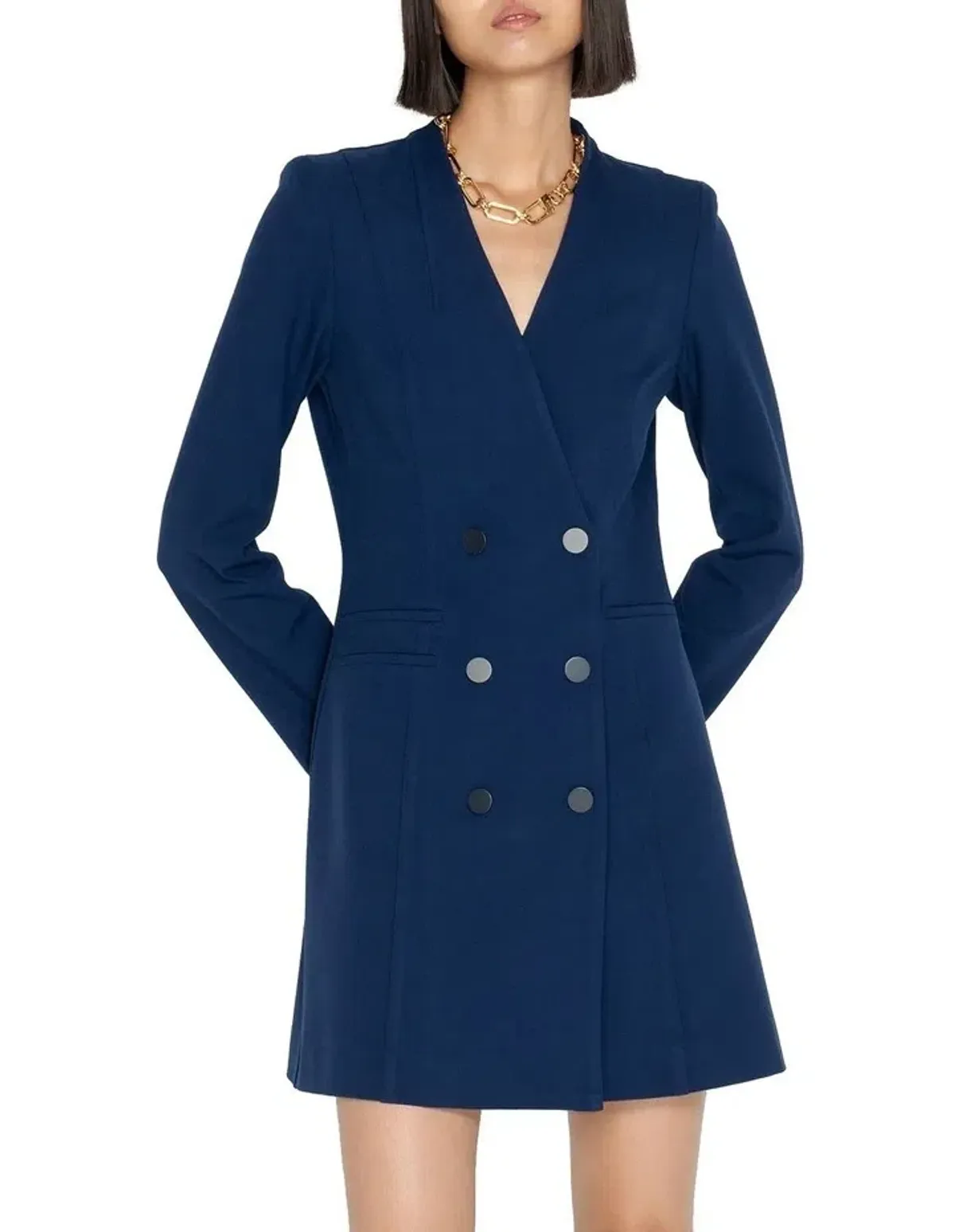 Cue Double Breasted Blazer Dress Navy Size 8 - Image 2