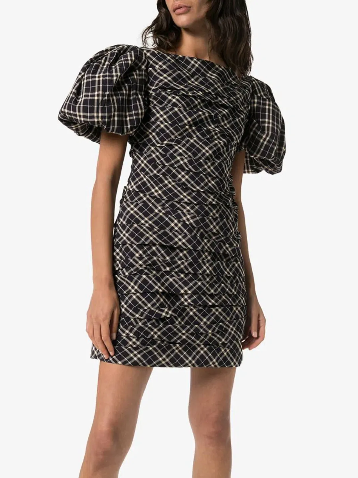 Khaite Shelly Checked Dress Navy Check Size 6 for rent on The Volte - main image