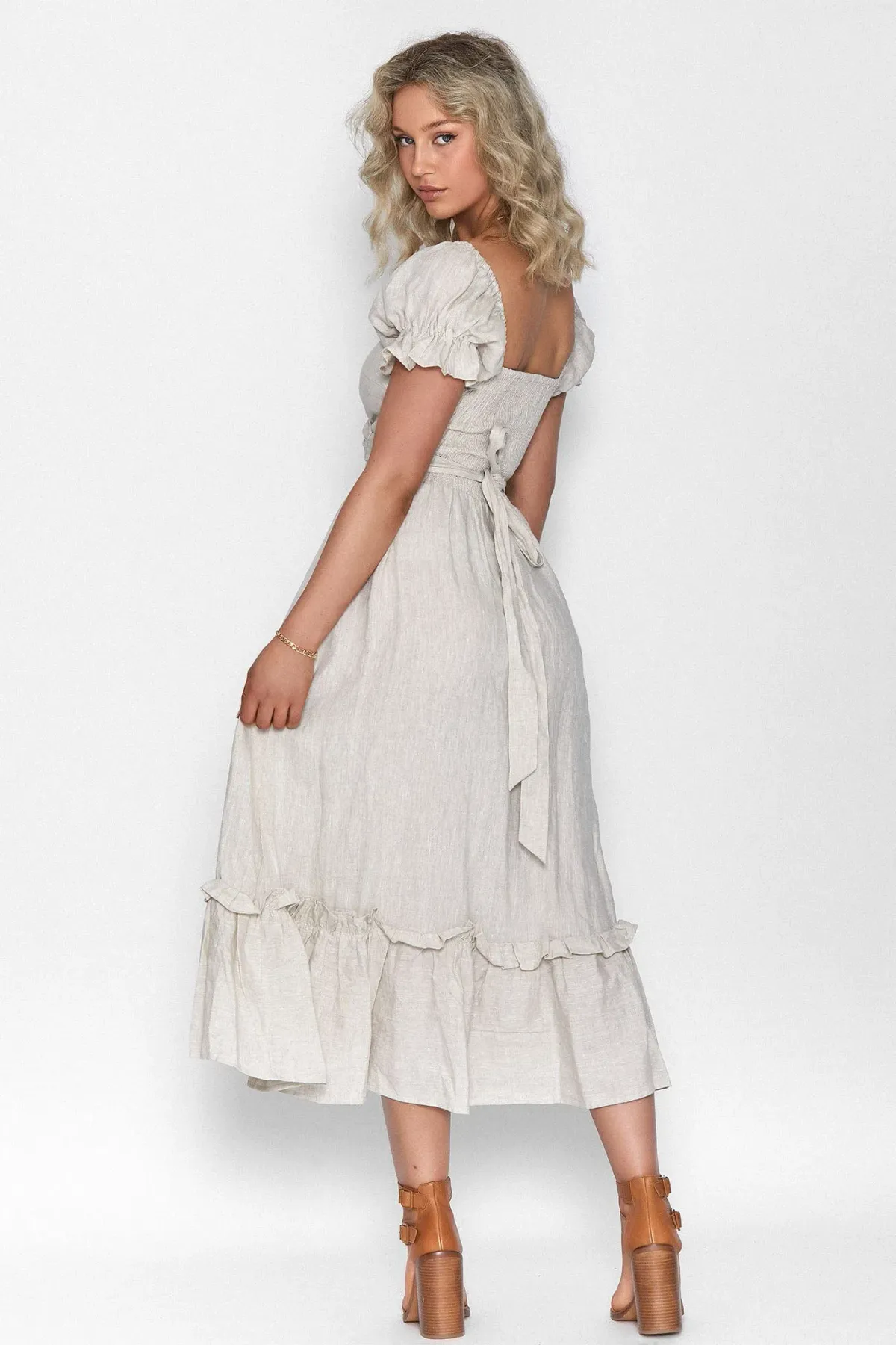 Aulieude Marianne Dress in Oat Cream Size 16 - Image 3