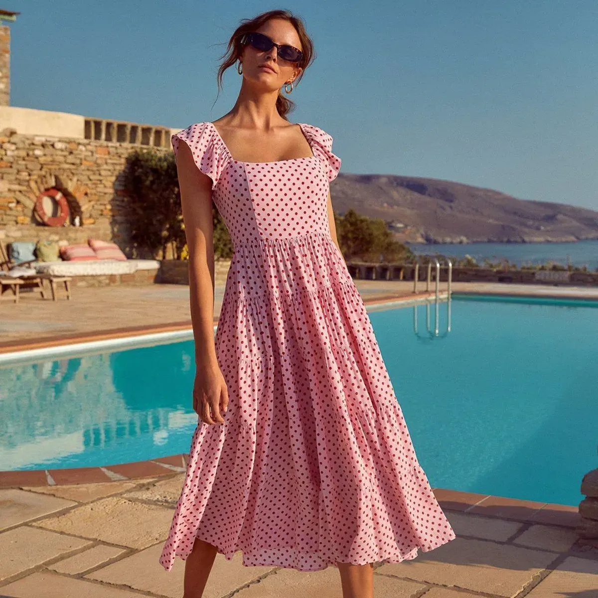 Mister Zimi Gabrielle Dress in Lychee Polka Print Size 14 - Image 1