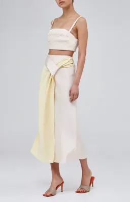 C/MEO Collective Opposite Sides Skirt and Crop Set in Ecru with Limoncello Size 10 for rent on The Volte - image 2