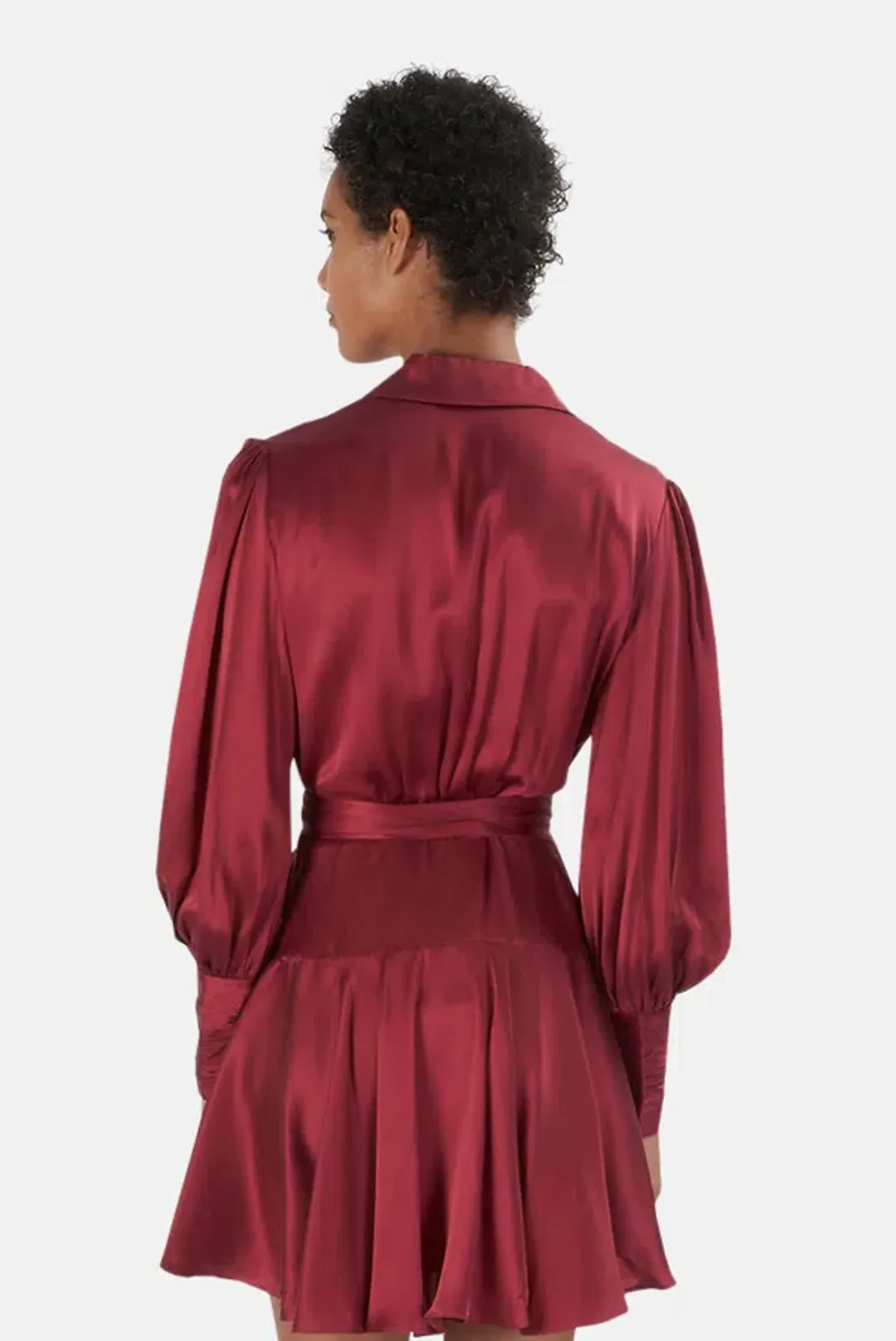 Zimmermann Silk Wrap Mini Dress Burgundy Size 0/ Au 8 for rent on The Volte - main image