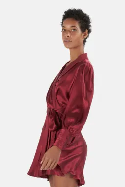 Zimmermann Silk Wrap Mini Dress Burgundy Size 0/ Au 8 for rent on The Volte - image 3