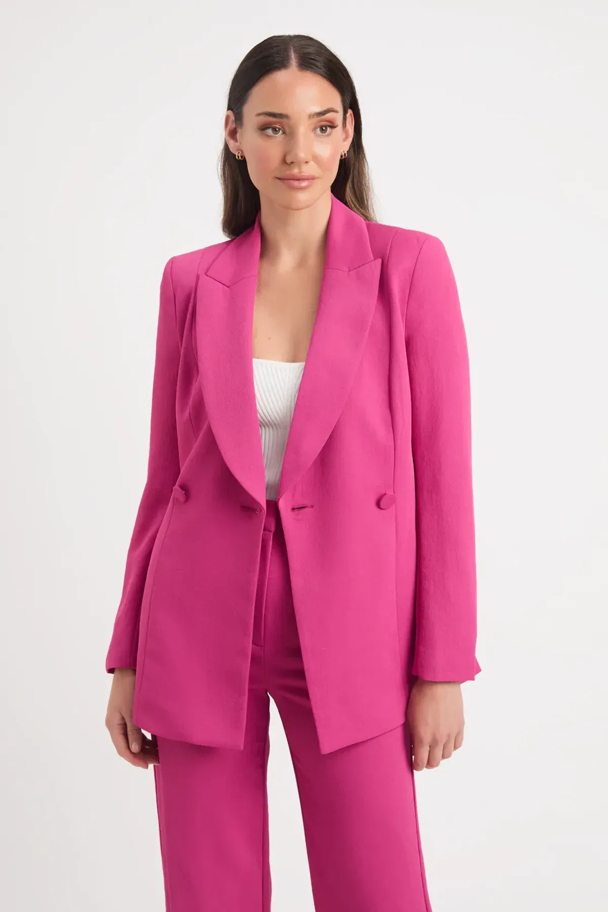 Kookai The Oyster Slim Blazer & Pants Set Fuchsia Size 8/34 - Image 2