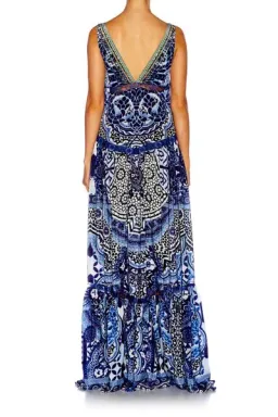Camilla Under V-neck Gathered Tiered Maxi Dress The Medina Moon Size 14 for rent on The Volte - image 6