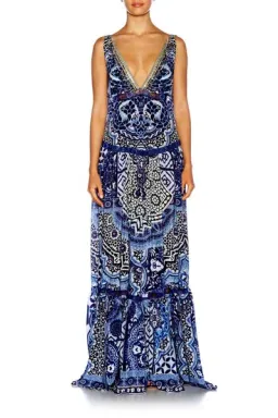 Camilla Under V-neck Gathered Tiered Maxi Dress The Medina Moon Size 14 for rent on The Volte - image 3