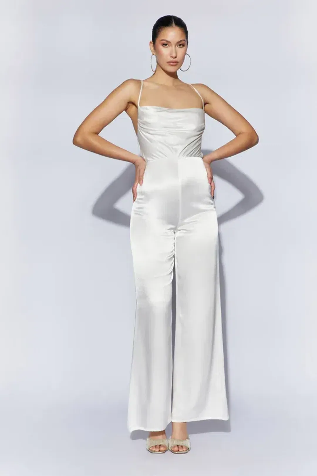 Meshki MandiE Satin Jumpsuit White Size 8 for rent on The Volte - main image