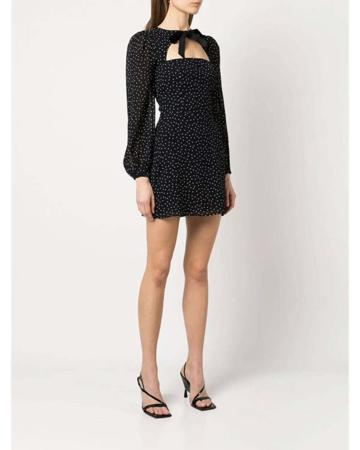 Reformation Terri Polka Dot Mini Dress Black Size AU 6 - Image 1
