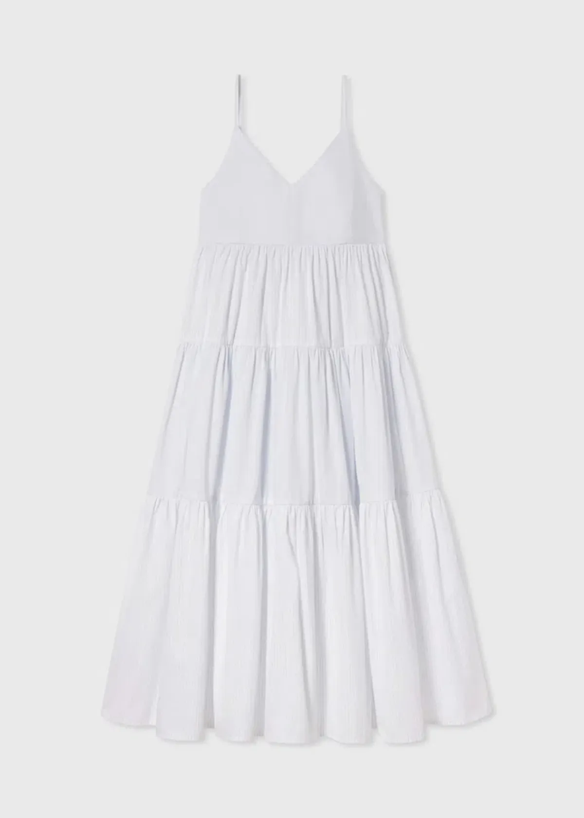 CO Collections V-Neck Tiered Dress in Cotton Blue Stripe Size S / AU 6 - Image 5