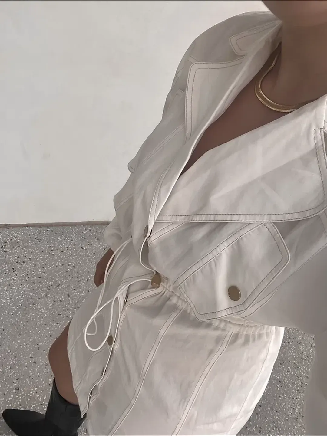 Aje Prima Trench Dress White Size 6 for rent on The Volte - main image