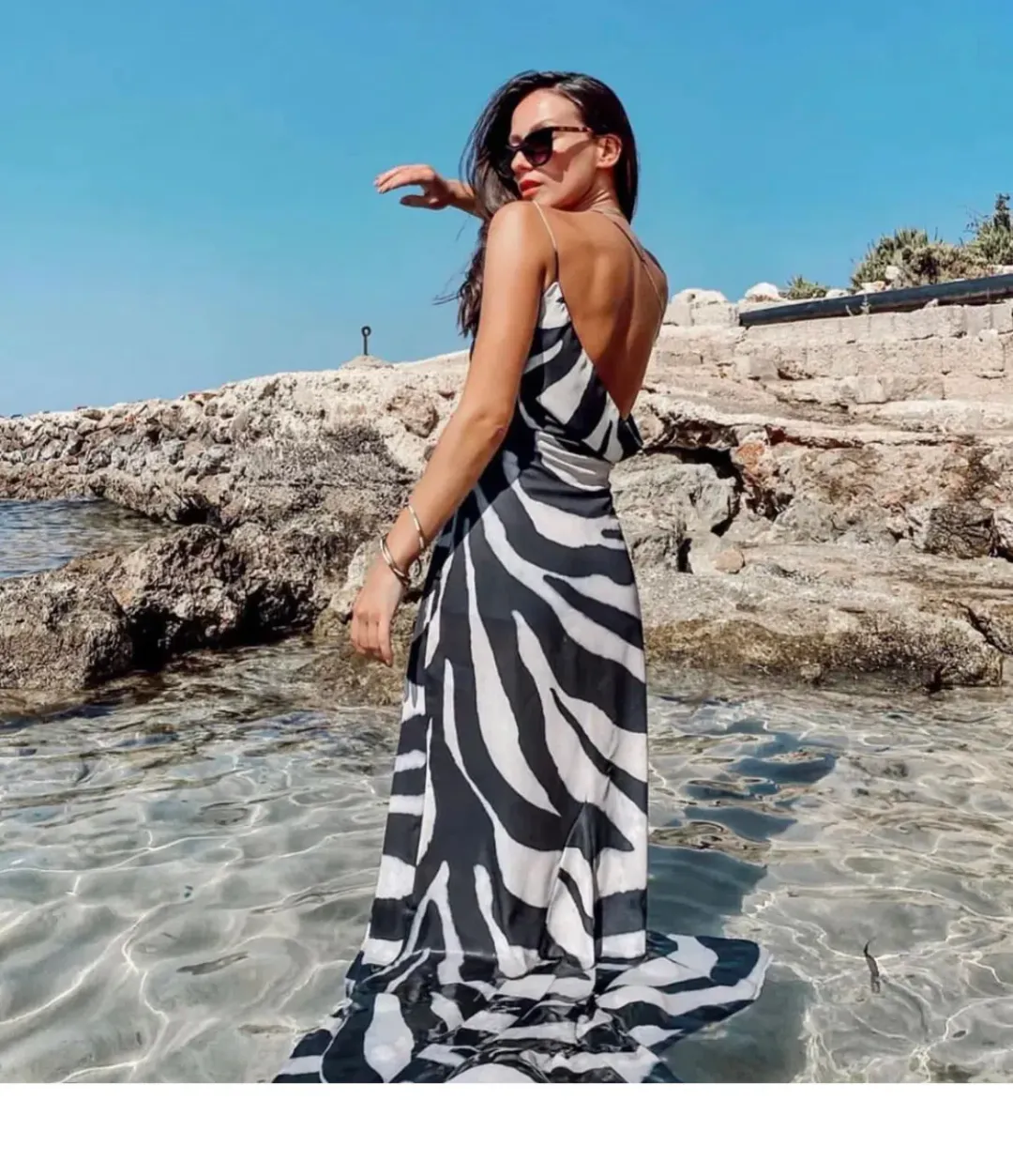 Derma Department Arielle Maxi Dress Zebra Print Size 10 for rent on The Volte - main image