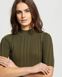 Bec & Bridge Esme Knit Midi Dress Olive Size 12 for rent on The Volte - image 2