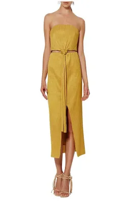 Bec & Bridge Marigold Strapless Dress Mustard Size 6 for rent on The Volte - image 1