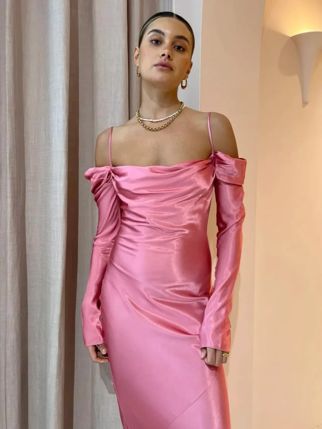 Issy Sereia Dress in Kiss Pink Size 8 for rent on The Volte - main image