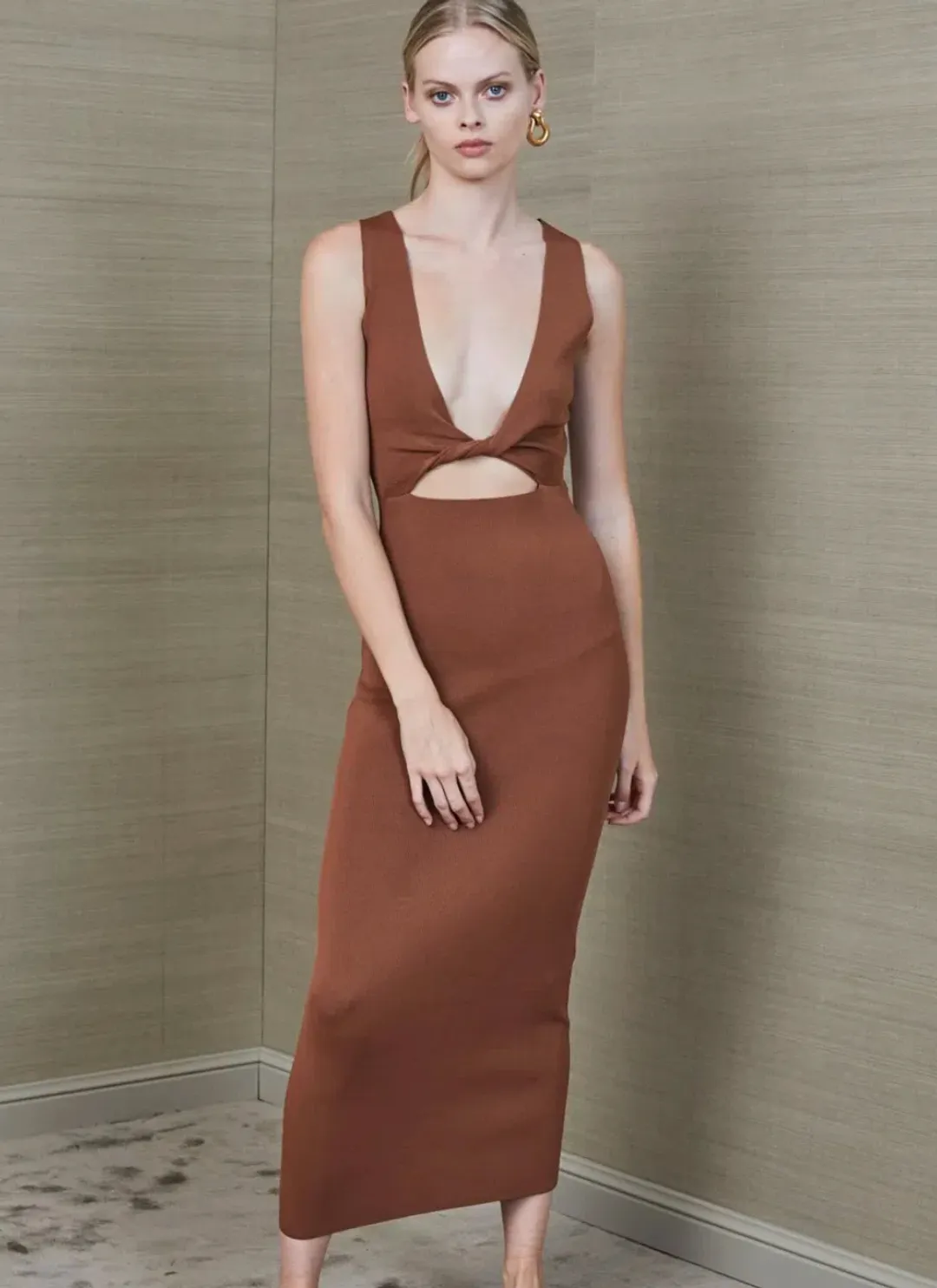Bec & Bridge Sorbet Summer Midi Dress Brown Size 10 for rent on The Volte - main image