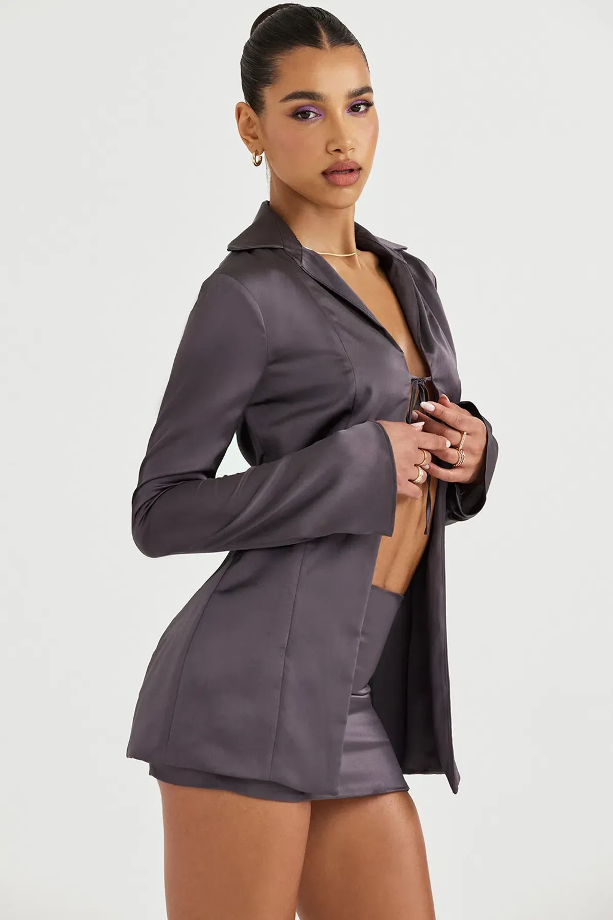 House of CB Ailsa Top and Catalina Mini Skirt Set Gray Size 8 - Image 2