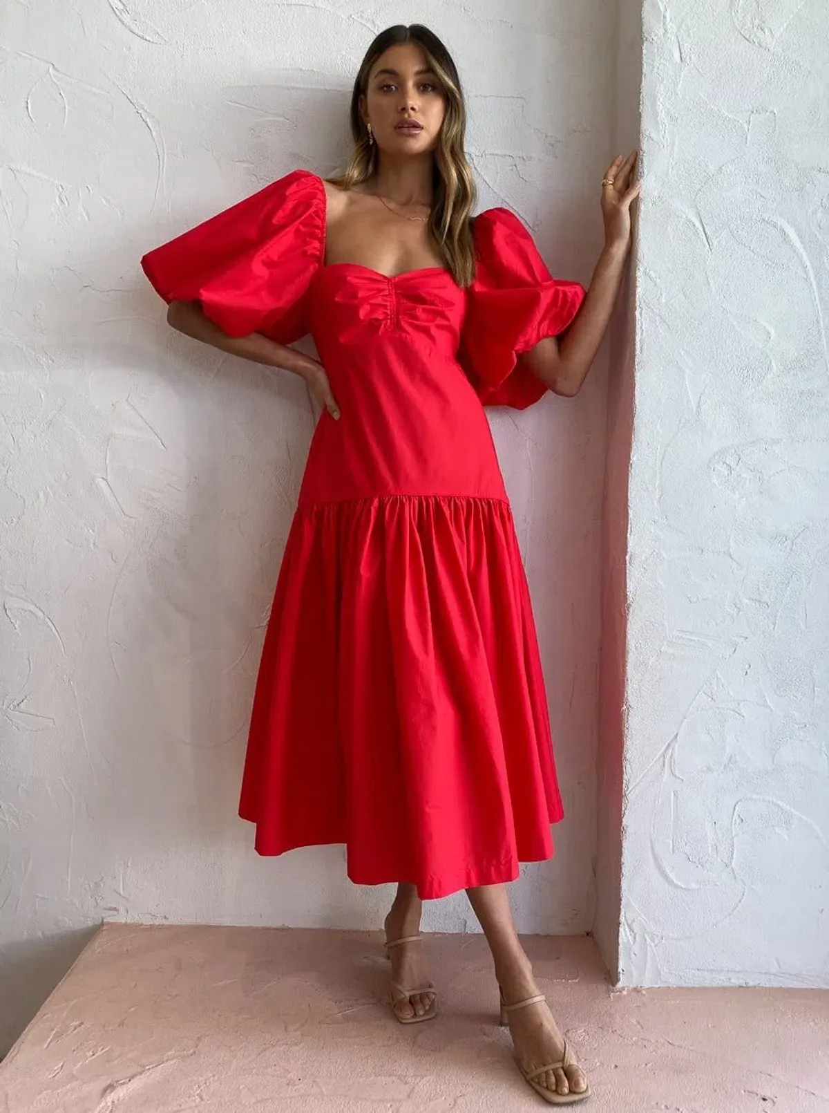 Steele Luna Midi Dress Scarlet Size 8 - Image 1
