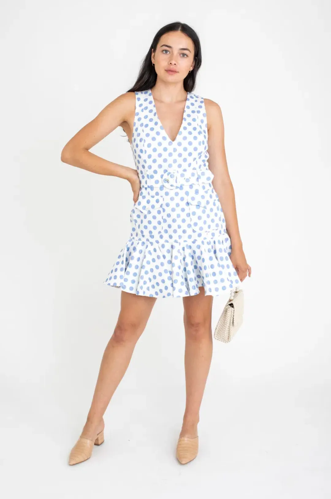 Zimmermann Super Eight Safari Mini Dress Ivory/Blue Dot Size 0/Au 6 for rent on The Volte - main image