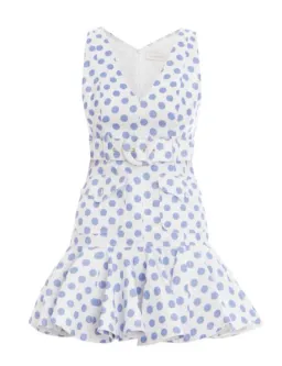 Zimmermann Super Eight Safari Mini Dress Ivory/Blue Dot Size 0/Au 6 for rent on The Volte - image 4