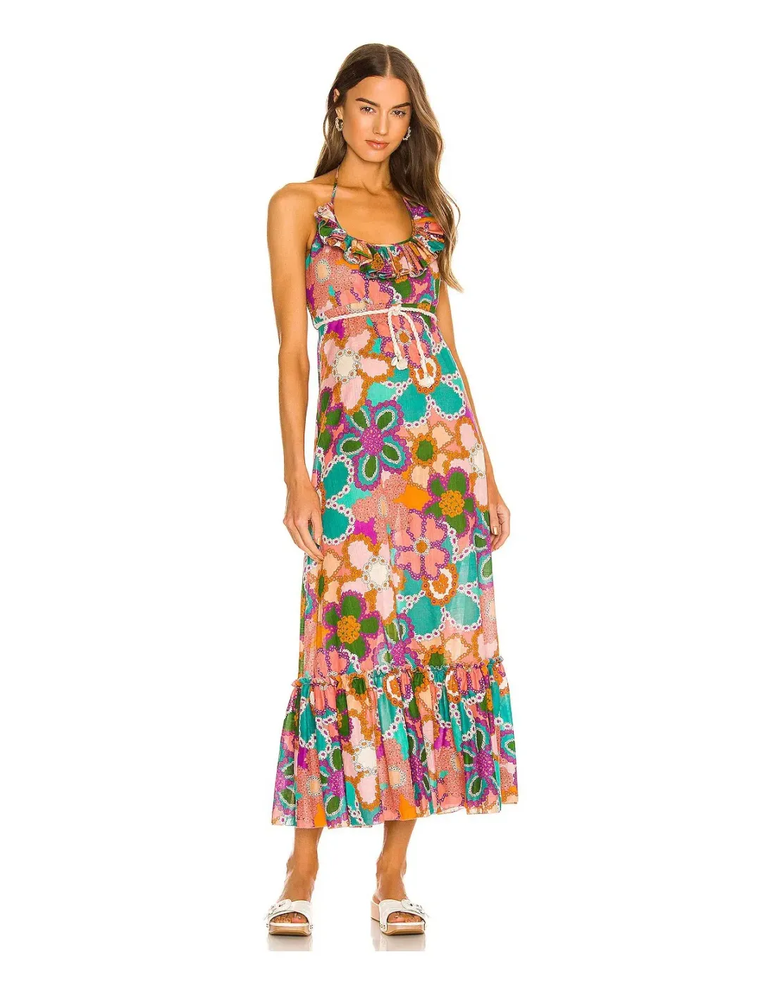 Zimmermann Lola Frill Picnic Dress Purple Floral Size 1 / Au 10 for rent on The Volte - main image