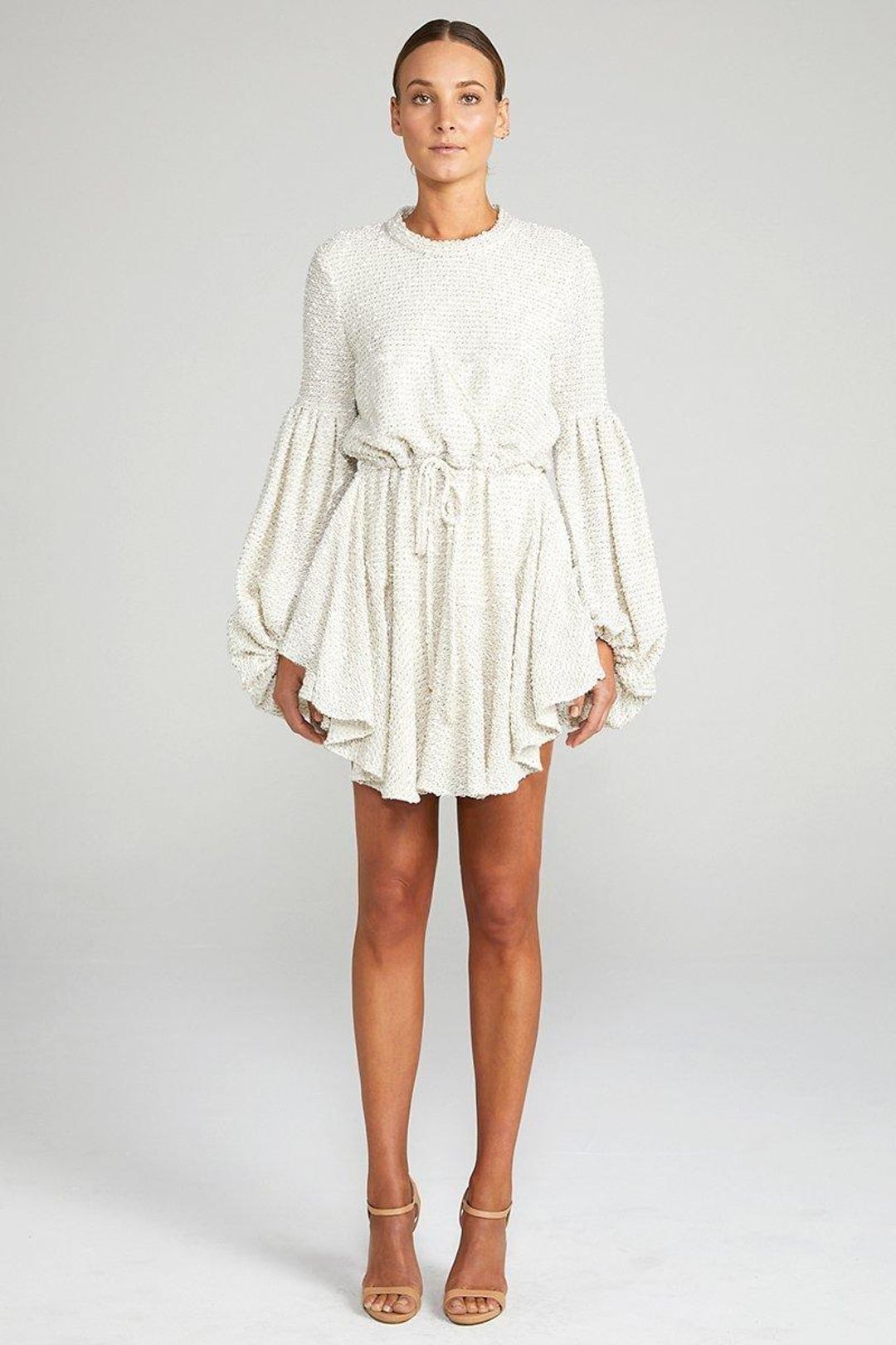 Shona Joy Aimee Balloon Sleeve Mini Dress White size 8 for rent on The Volte - main image
