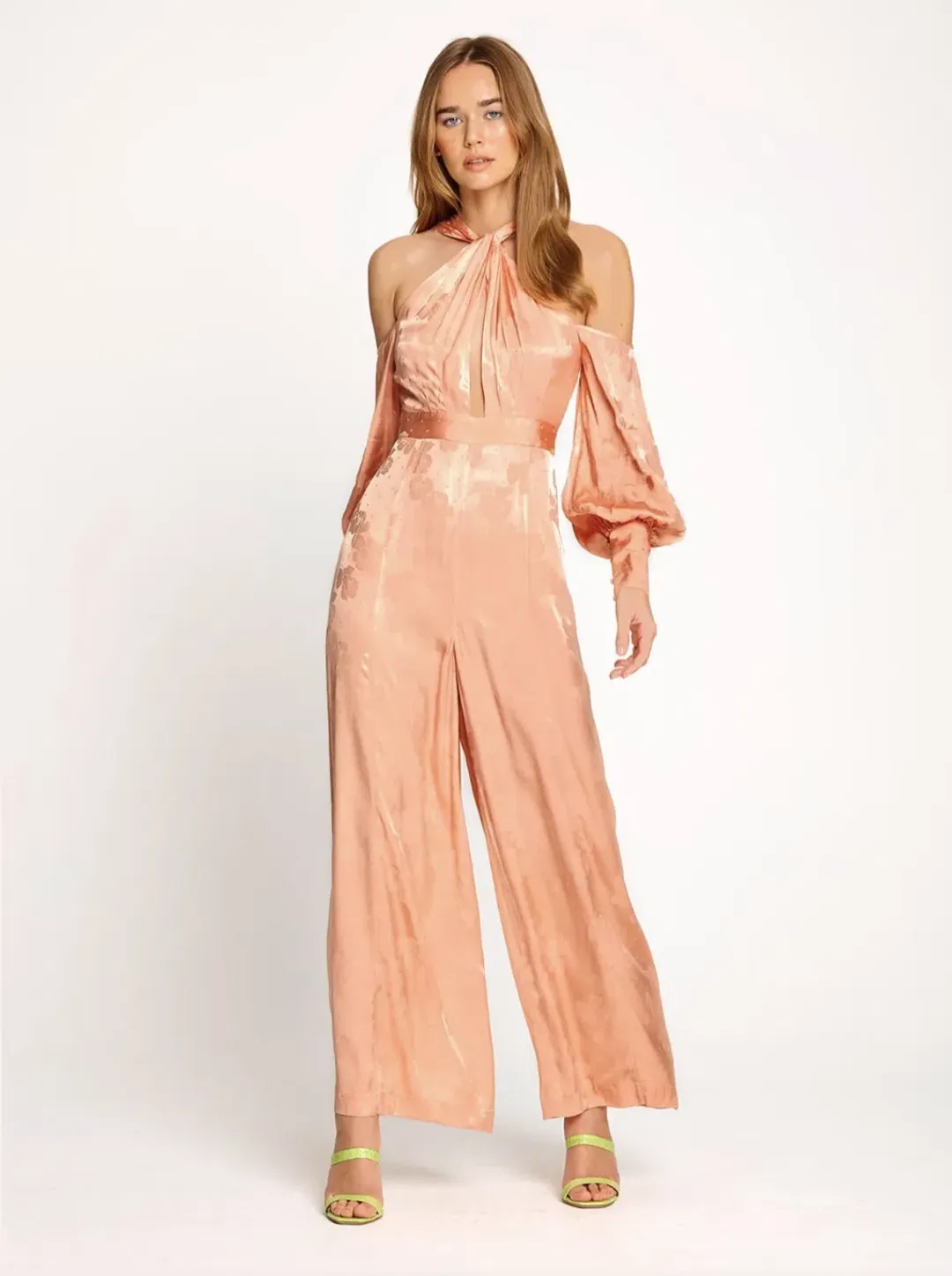 Alice McCall Iced Guava Memory Lane Jumpsuit Peach Size 8 for rent on The Volte - main image