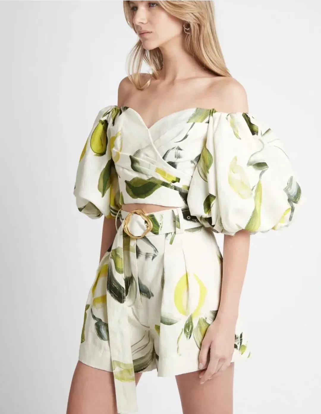 Aje Zest Off Shoulder Top Size 10 & Belted Short Size 12 Set Print for rent on The Volte - main image