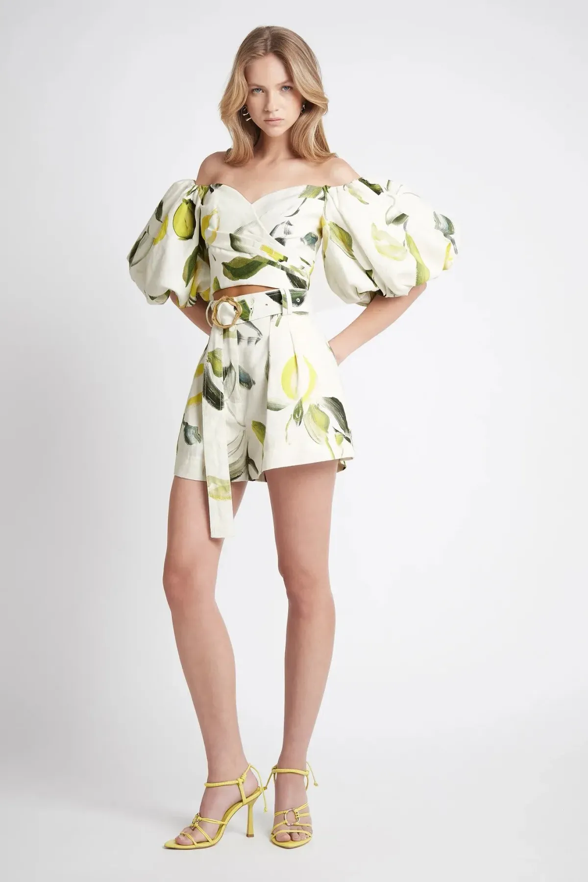 Aje Zest Off Shoulder Top Size 10 & Belted Short Size 12 Set Print for rent on The Volte - main image