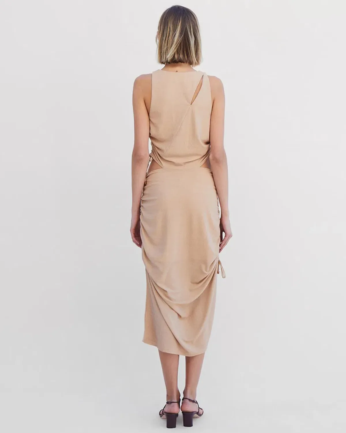 Suboo The Liz Rouched Midi Tank Dress Gold Size L / Au 12 - Image 2