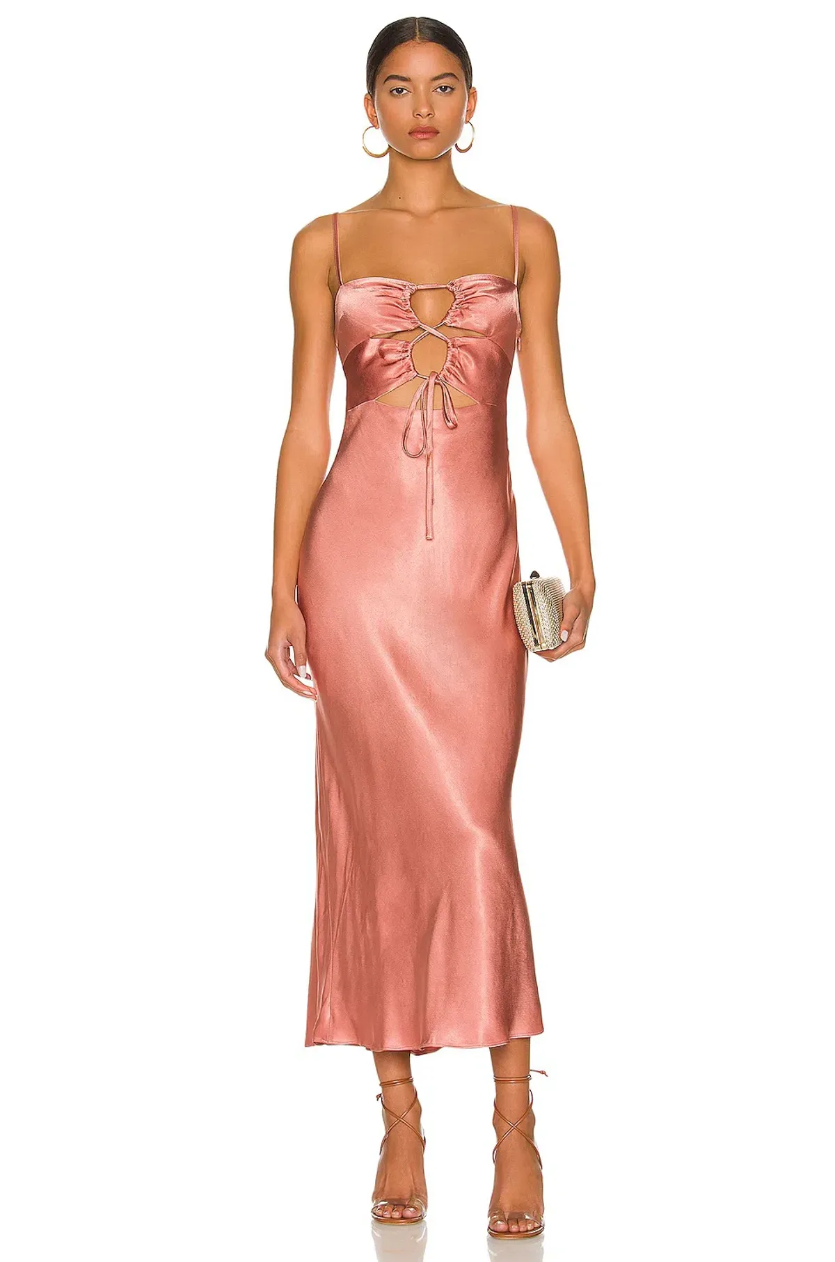 Shona Joy Eloise Lace Up Midi Dress Rose Size 10 - Image 1