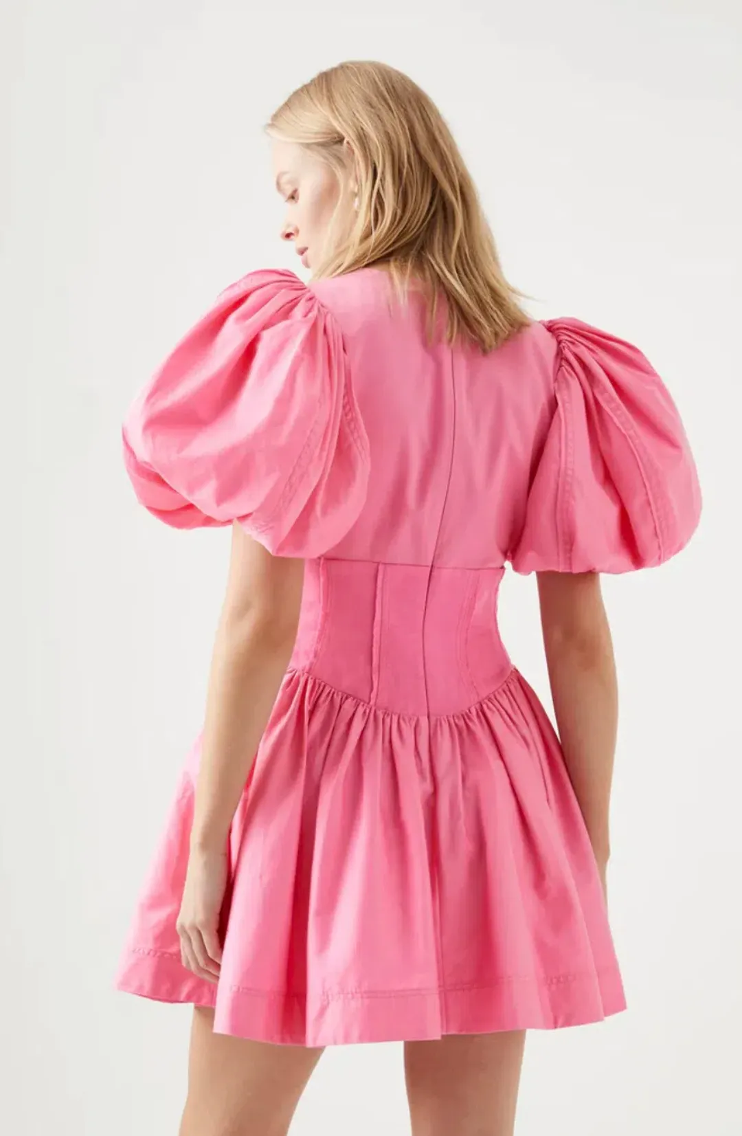 Aje Gianna Puff Sleeve Mini Dress Pink Size AU 12 for rent on The Volte - main image