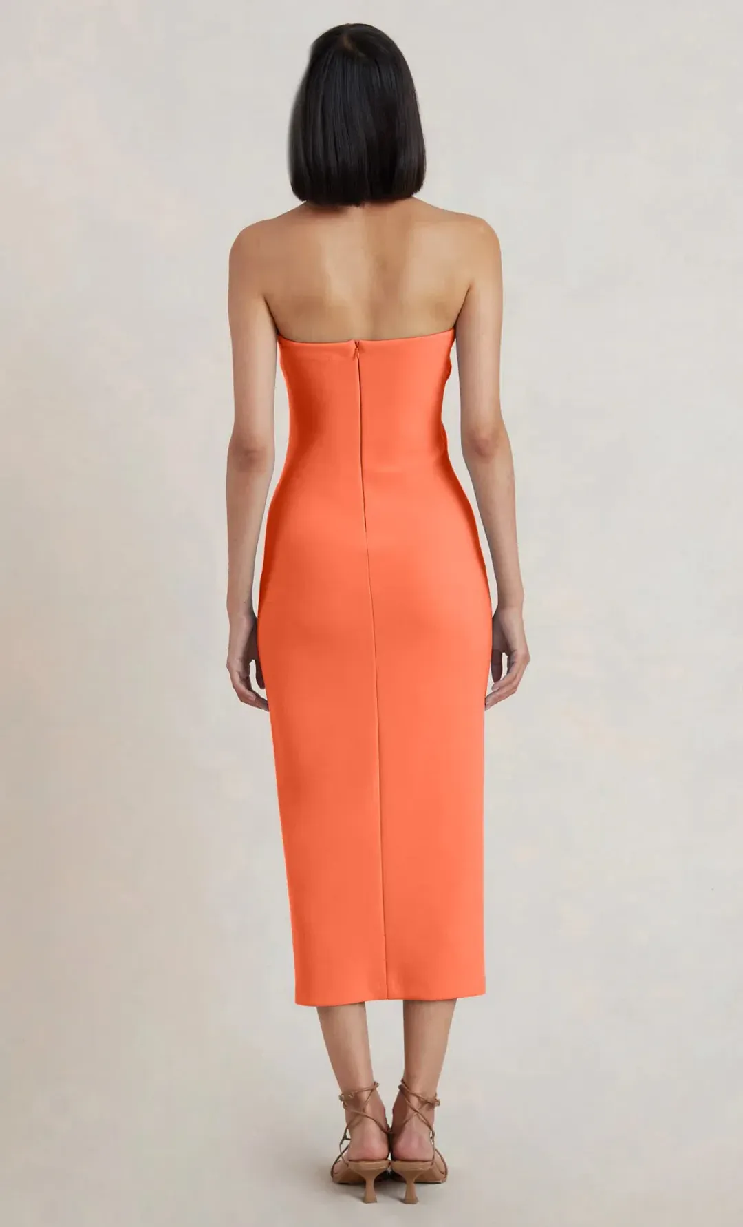 Bec & Bridge Karina Strapless Midi Dress Orange Size 10 for rent on The Volte - main image