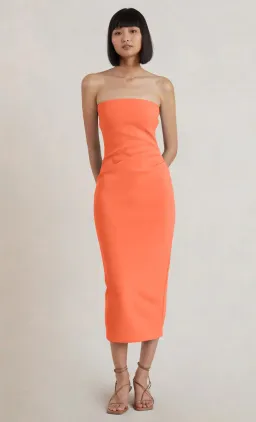 Bec & Bridge Karina Strapless Midi Dress Orange Size 10 for rent on The Volte - image 1