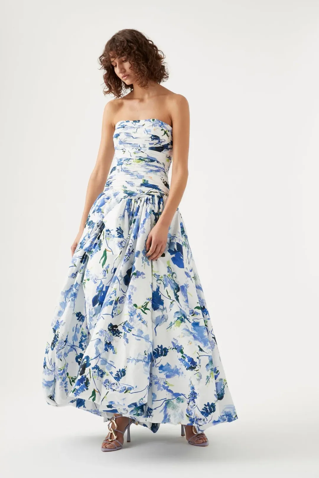 Aje Violette Bubble Hem Maxi Dress Lavenders of Provence Print Size 10 for rent on The Volte - main image