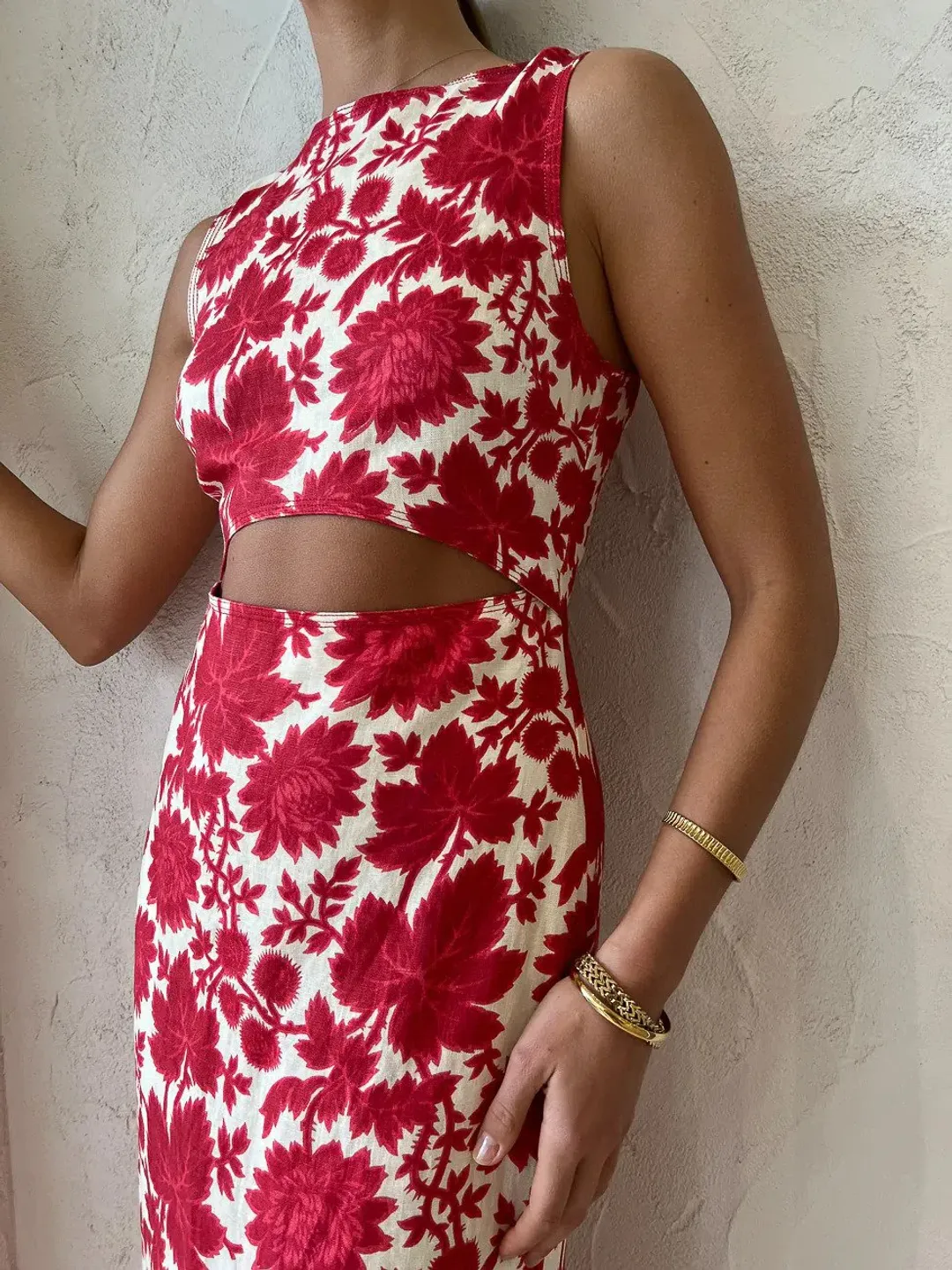 Sir the Label Cinta Cut Out Midi Dress Print Size 8 for rent on The Volte - main image