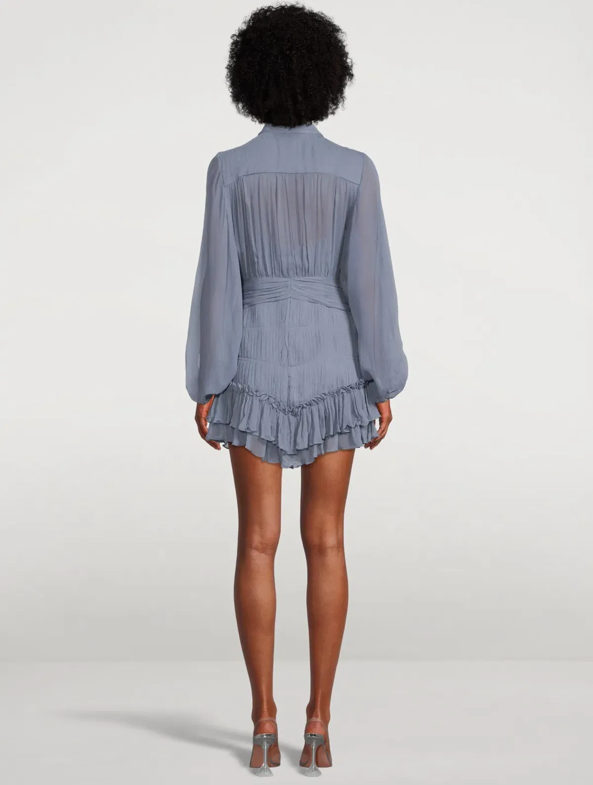 Shona Joy Kayla Button Up Ruched Mini Dress Blue Smoke Size 10 - Image 2